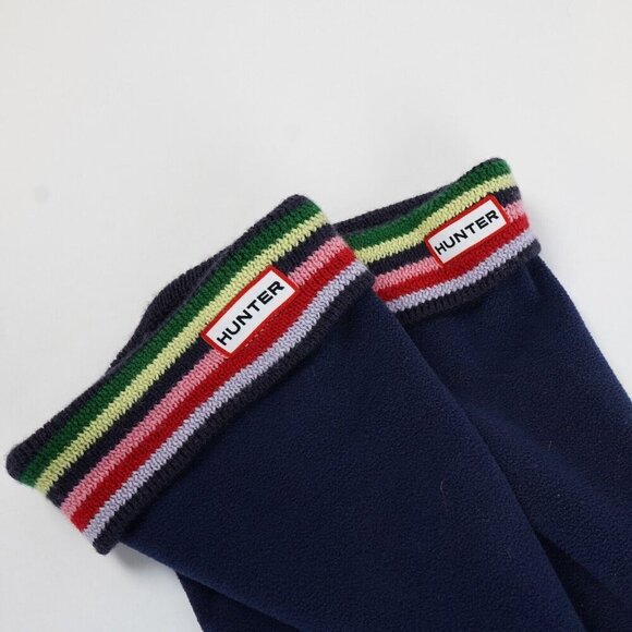 Hunter Navy Fleece Striped Cuff Boot Liner Socks - Size M/L - Picture 2 of 4